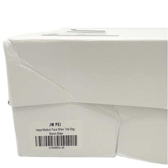 JW Pei Hana Medium Tote Bag in Tan Raffia Straw Black Trim Shoulder Bag Purse - Picture 12 of 15